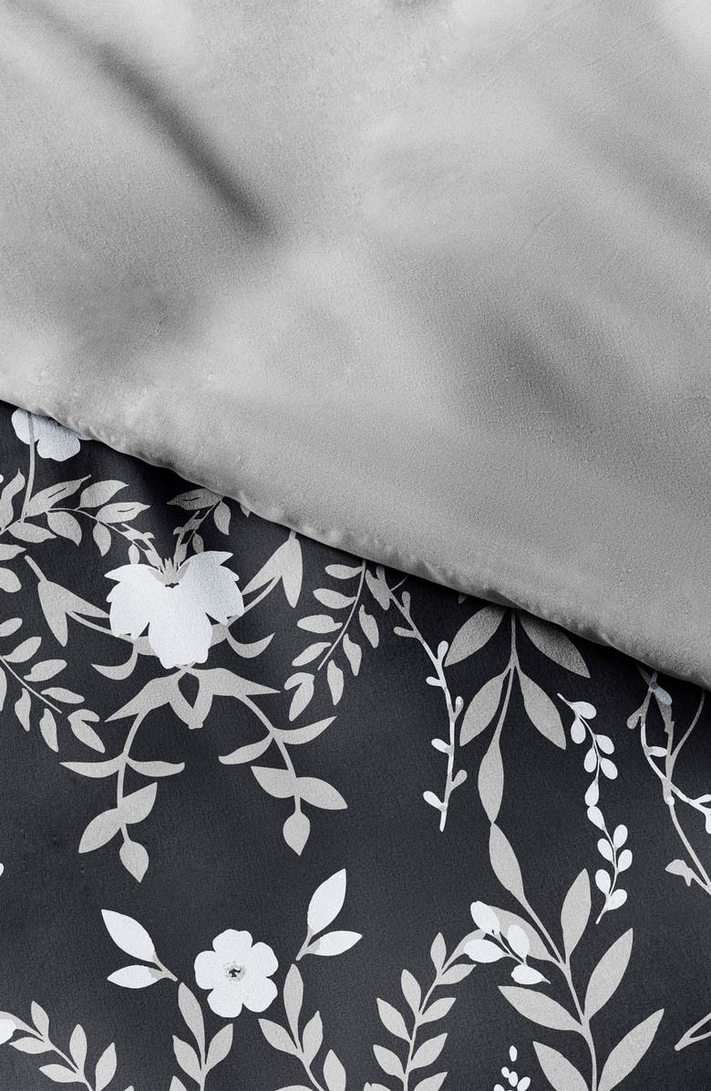 HOMESPUN Premium Ultra Soft Secret Garden Pattern 3-Piece Reversible Duvet Cover Set, Alternate, color, Black