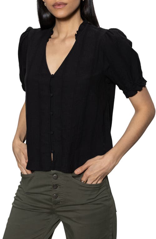 Sanctuary Fall Into You Cotton Button-up Top In Black