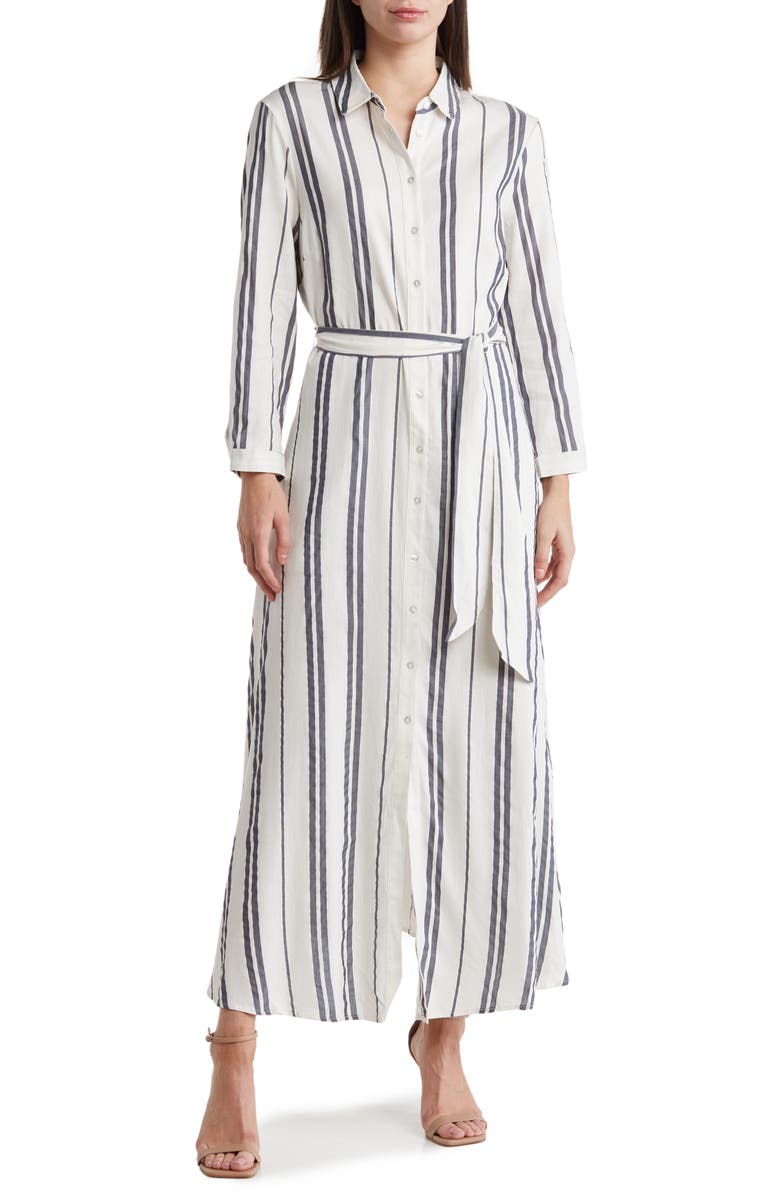 PHILOSOPHY REPUBLIC CLOTHING Stripe Long Sleeve Maxi Shirtdress, Main, color,