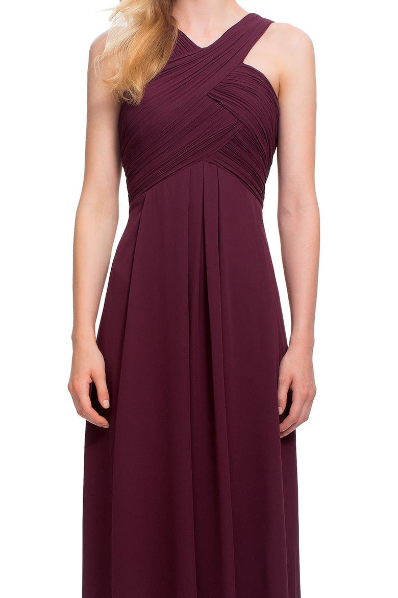 Crisscross Neck Chiffon A-Line Gown, Alternate, color, WINE