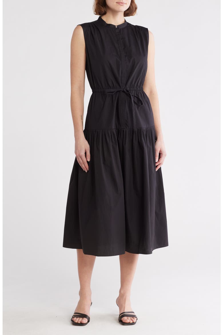 Margaret Sleeveless Poplin Midi Dress, Main, color, BLACK
