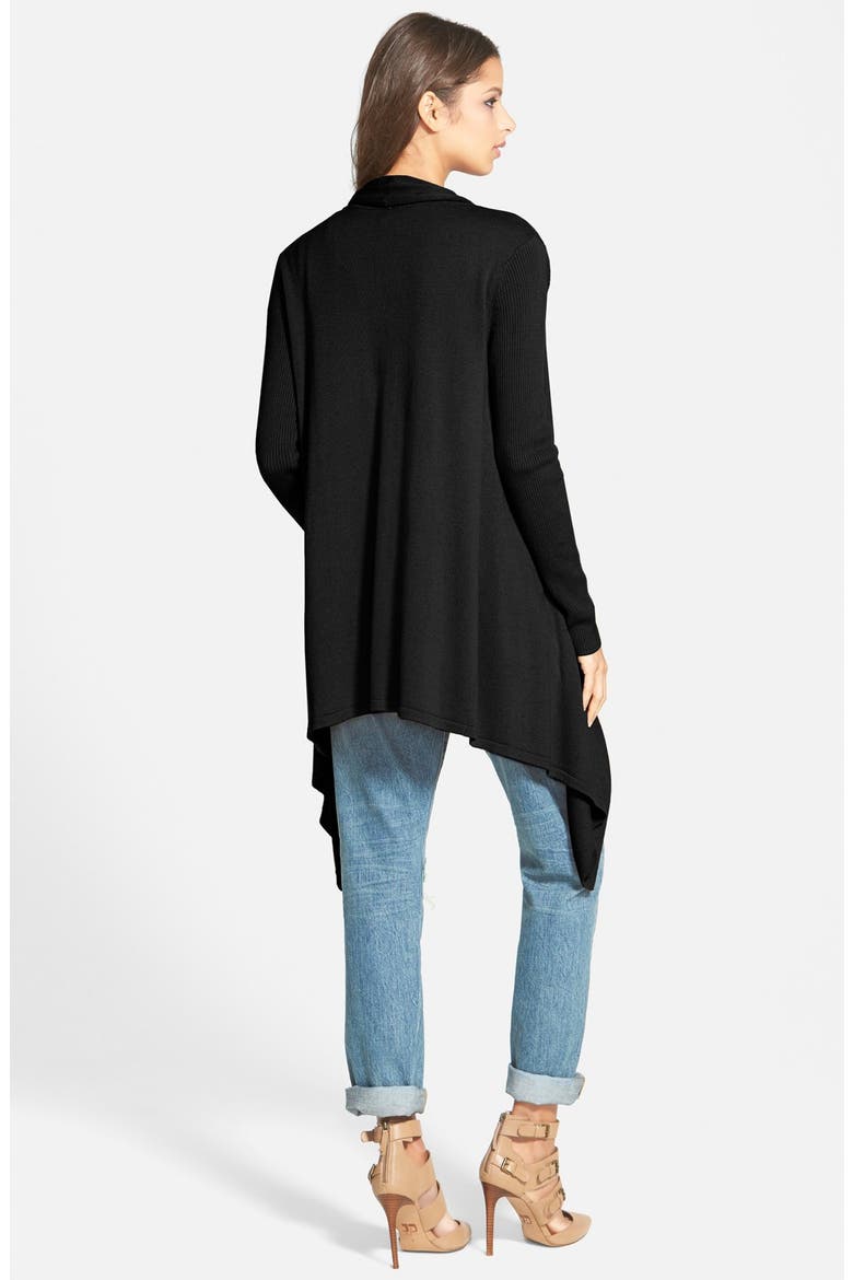 Waterfall Open Front Cardigan, Alternate, color, BLACK