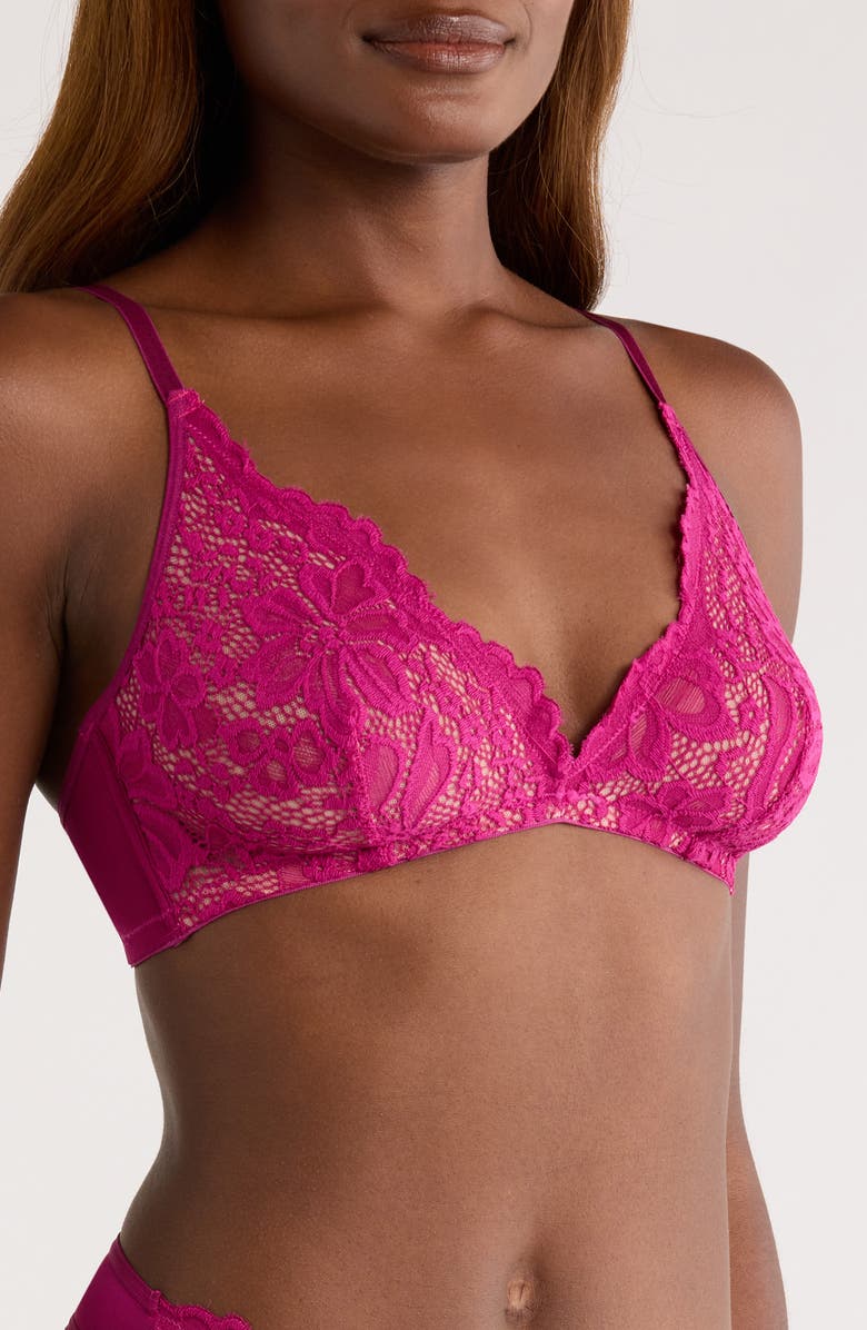 KILO BRAVA Floral Lace Triangle Bralette, Alternate, color, Boysenberry