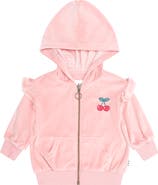 Huxbaby Cherry Emb Velour Zip Hoodie