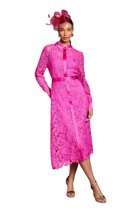 Lace Shirt Long Sleeve Dress