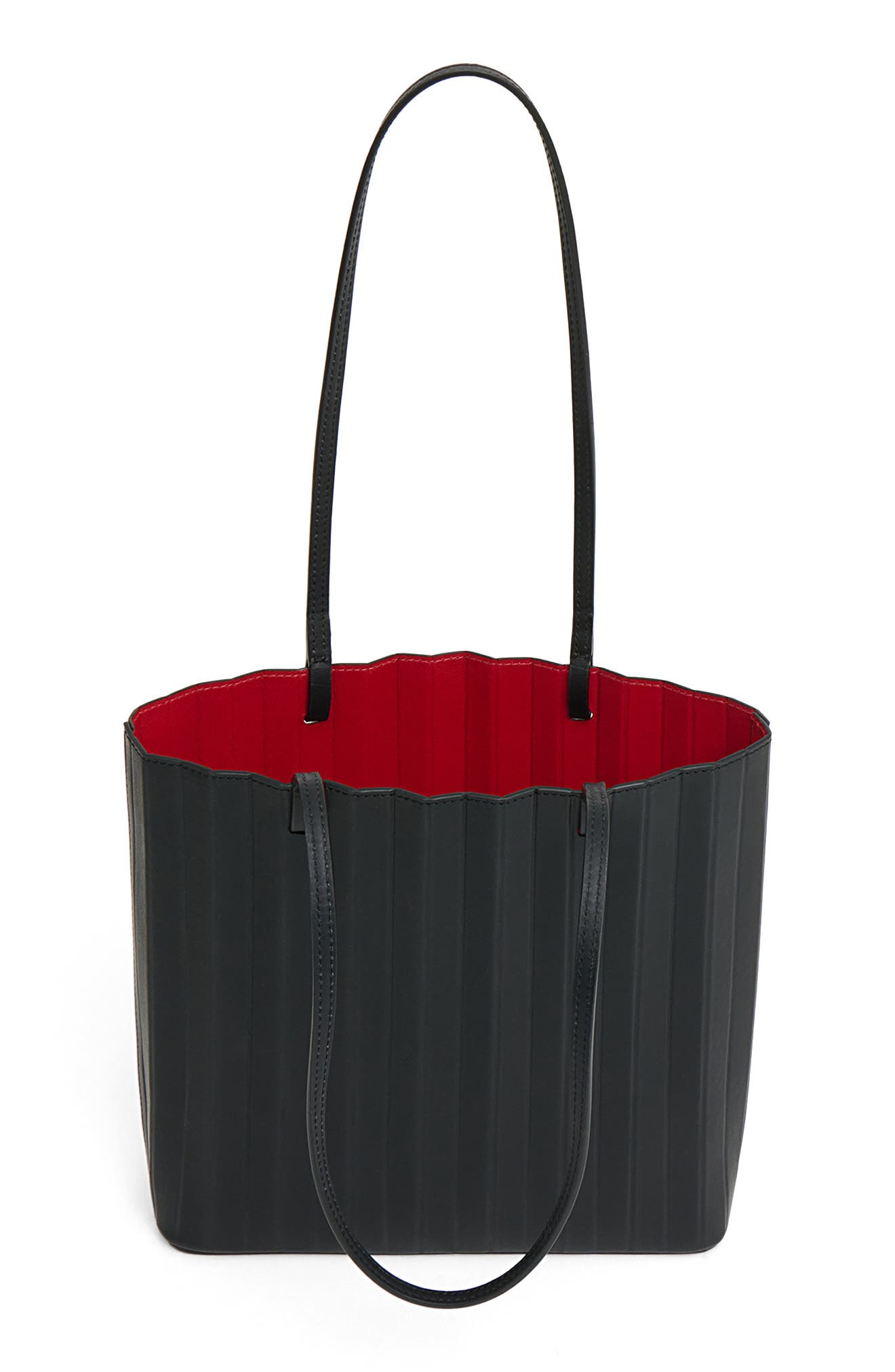 Filo Pleated Tote, Alternate, color, BLACK/ FLAMMA