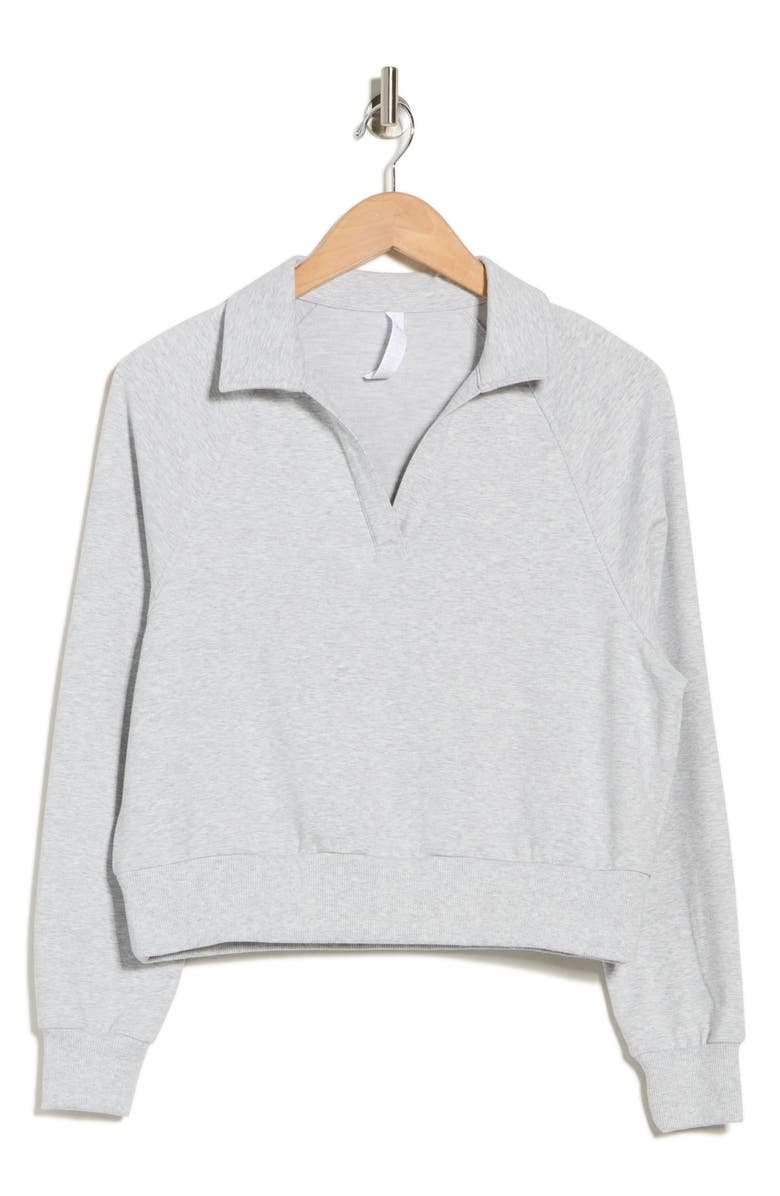 Z by Zella Relay French Terry Polo Sweatshirt, Alternate, color, Grey Light Heather