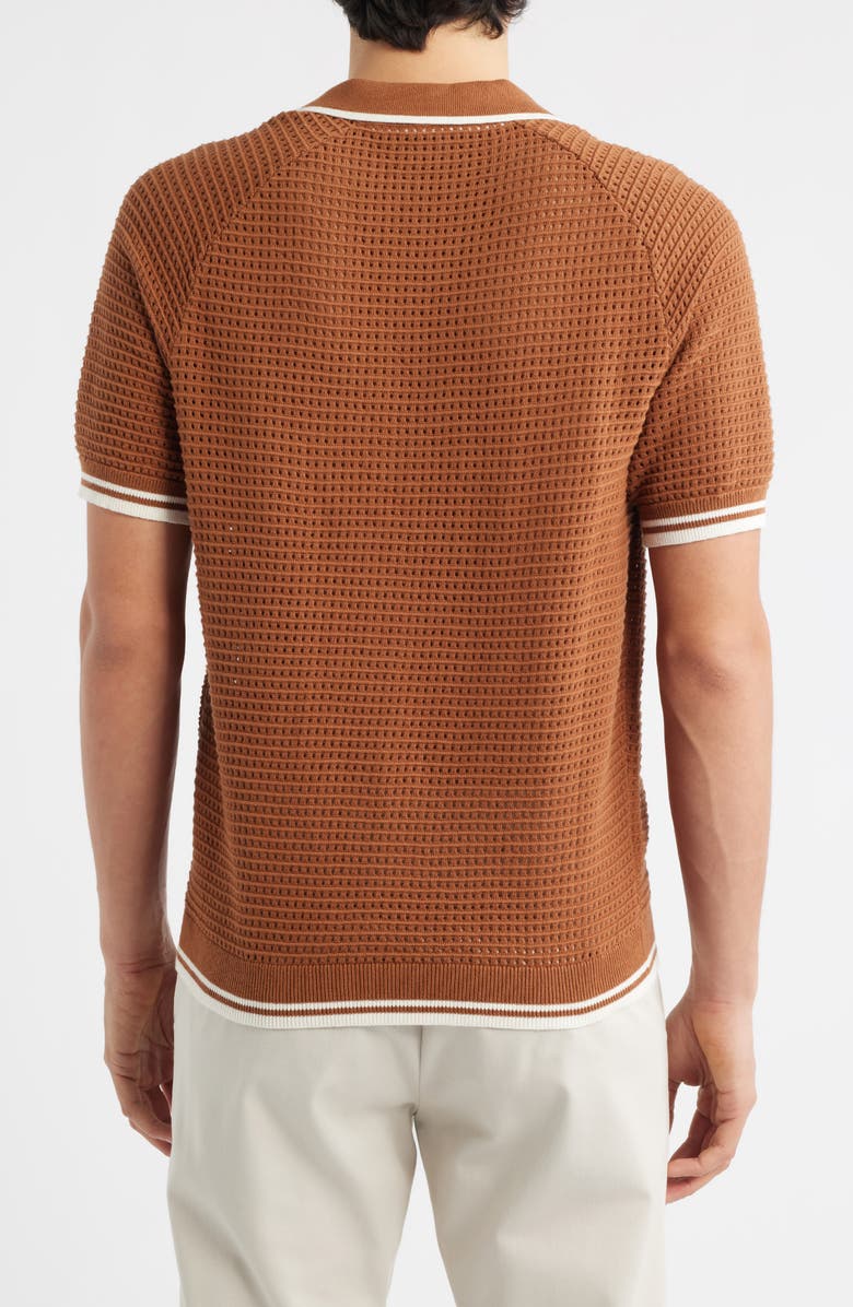 Percival Tennis Johnny Collar Sweater Polo, Alternate, color, Brown