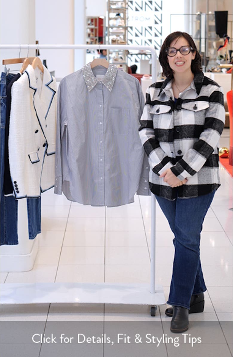 Big Joe Stripe Crystal Embellished Cotton Button-Up Shirt, sales video thumbnail