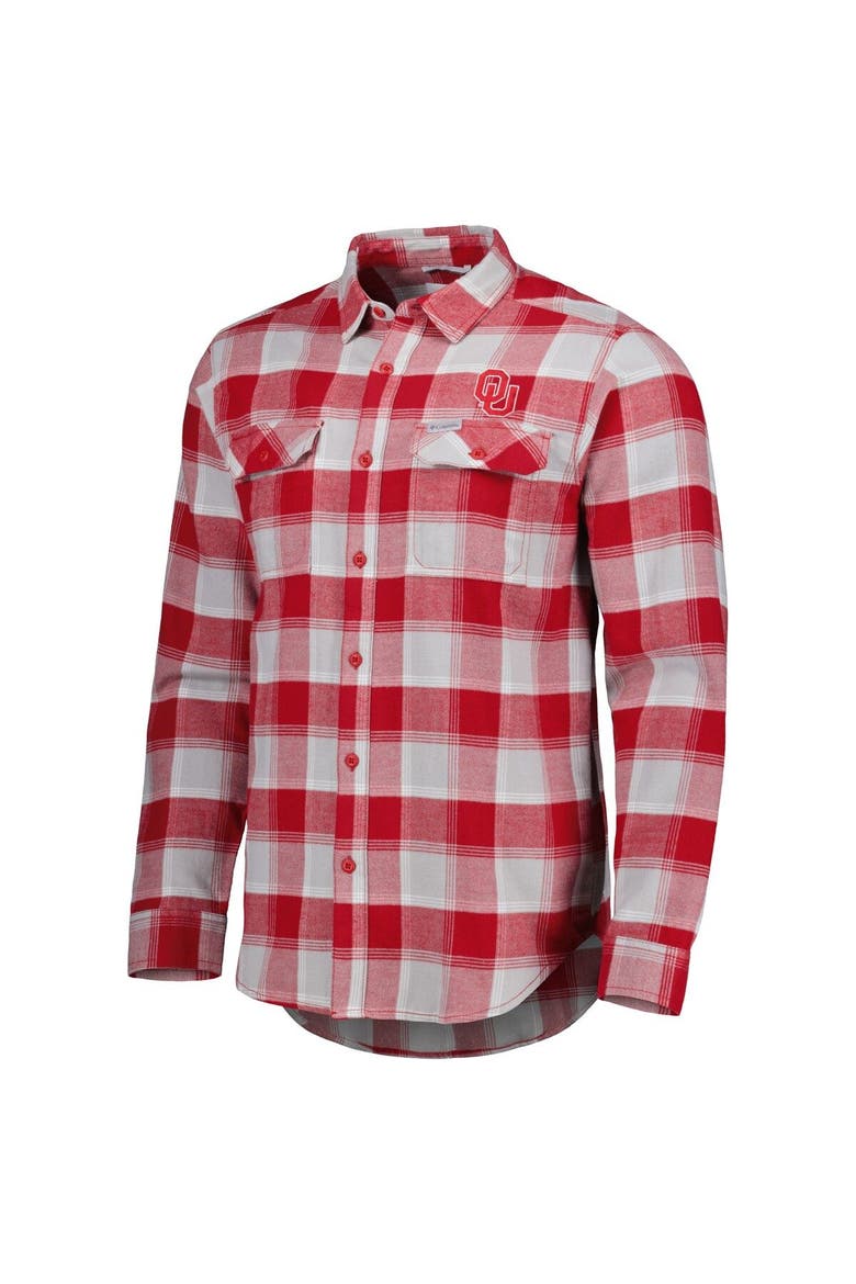 Men's Columbia Crimson Oklahoma Sooners Flare Gun Flannel Team Button-Up Shirt, Alternate, color, Crimson