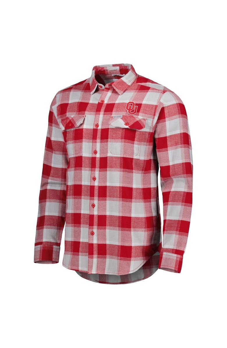 Columbia Men's Columbia Crimson Oklahoma Sooners Flare Gun Flannel Team Button-Up Shirt, Alternate, color, 