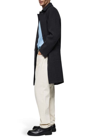 Mango Pocketed Wool Blend Coat In Gray