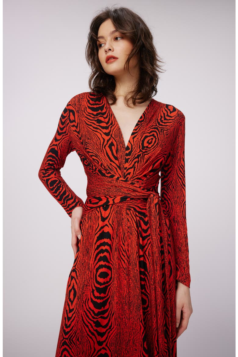 Dorothee Long Sleeve Tie Waist Dress, Alternate, color, WOOD GRAIN RED