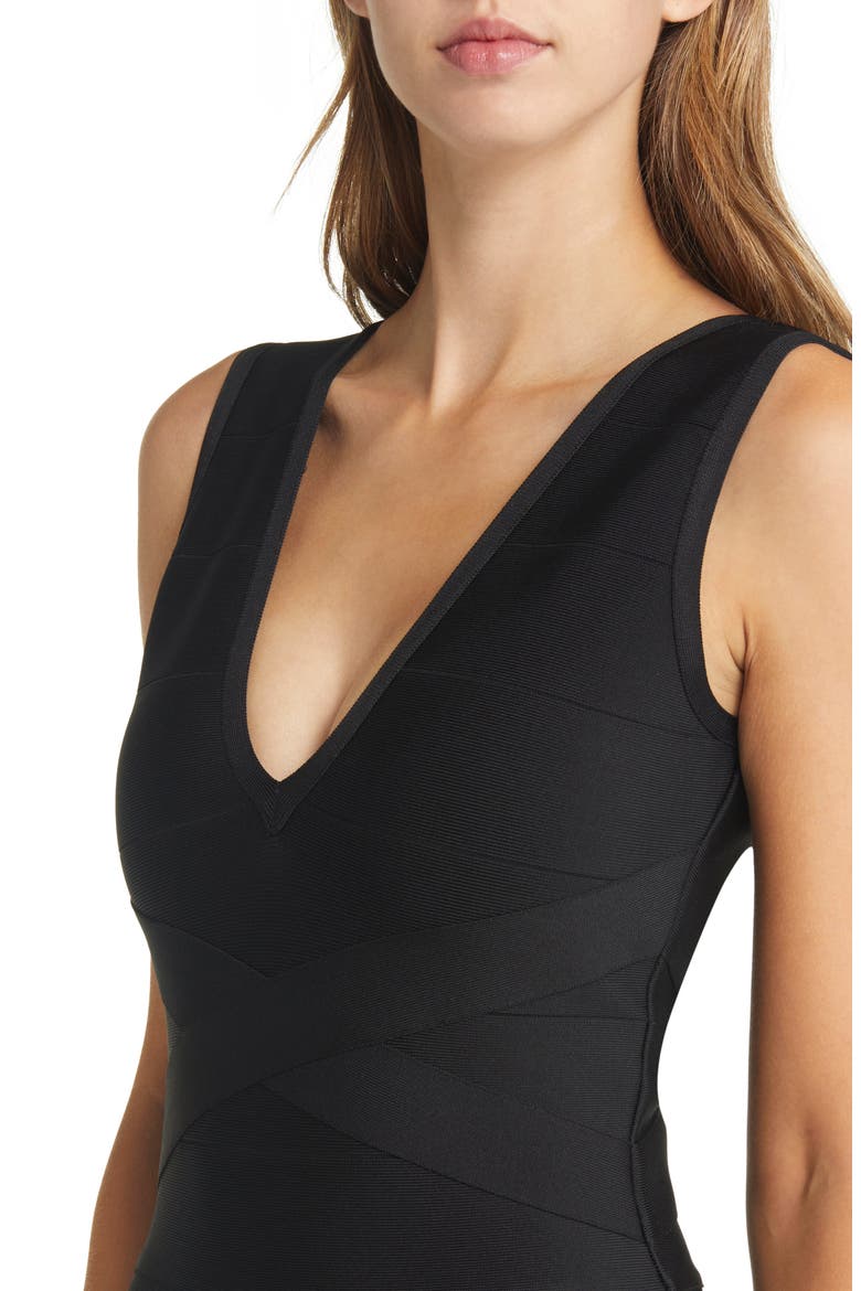 V-Neck Bandage Midi Dress, Alternate, color, BLACK