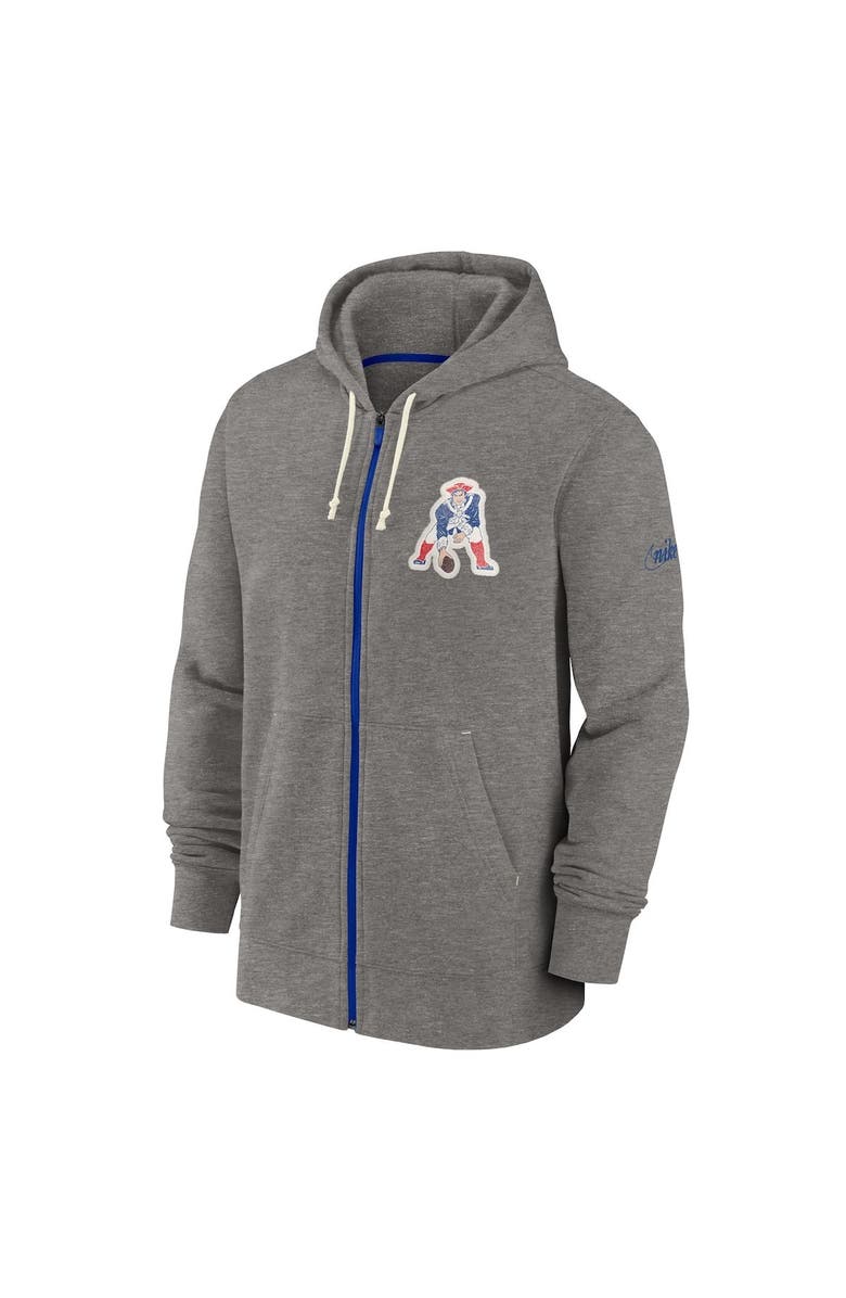 Nike Men's Nike Heather Charcoal New England Patriots Historic Lifestyle Full-Zip Hoodie, Alternate, color, Heather Charcoal