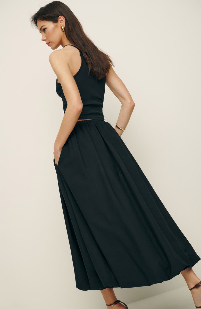 Reformation Cassandra Organic Cotton Crop Camisole & Drawstring Midi Skirt, Alternate, color, 