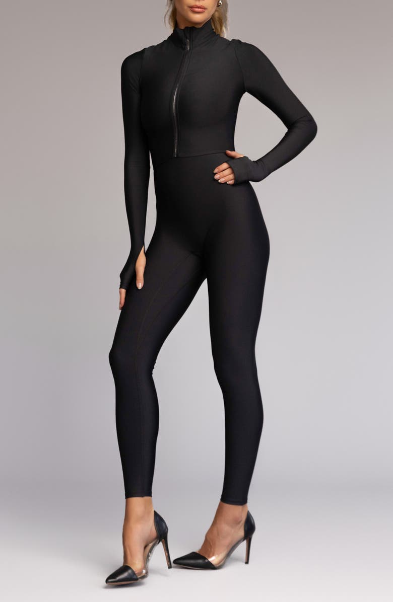 Heroine Sport Zip-Up Performance Jumpsuit, Alternate, color, Black