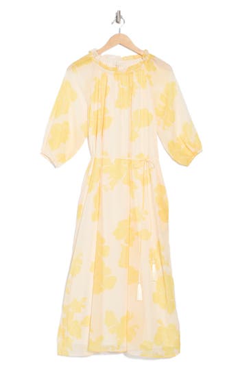 Melloday Ruffle Neck Maxi Dress In Yellow