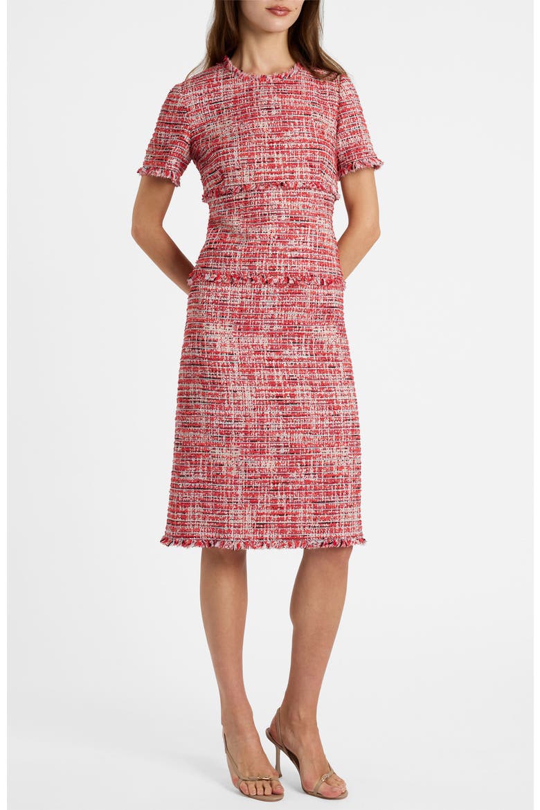 Giulia Short Sleeve Sheath Dress in Modern Tweed, Main, color, Chili Pepper