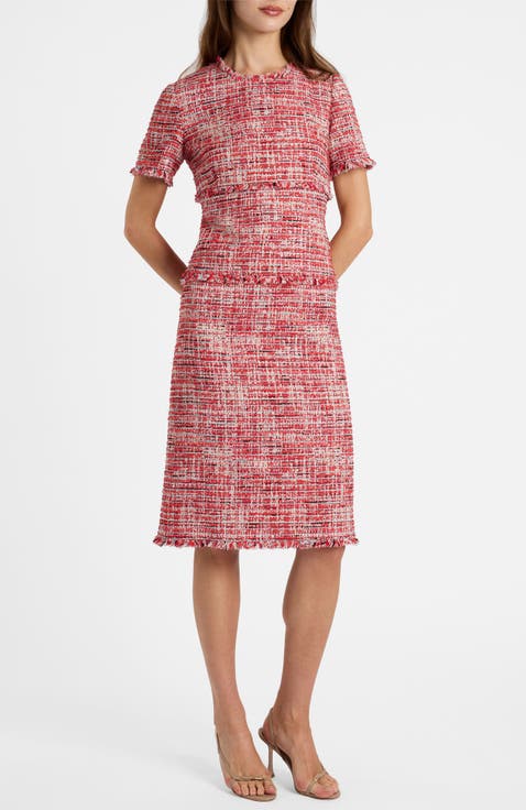 Giulia Short Sleeve Sheath Dress in Modern Tweed