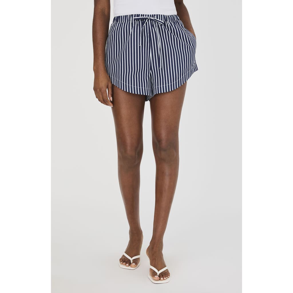 French Connection Alexis Rounded Drawstring Shorts In Marine Summer White