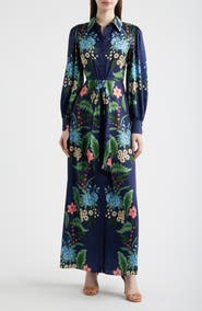 Julia Jordan Floral Print Long Sleeve Maxi Shirtdress