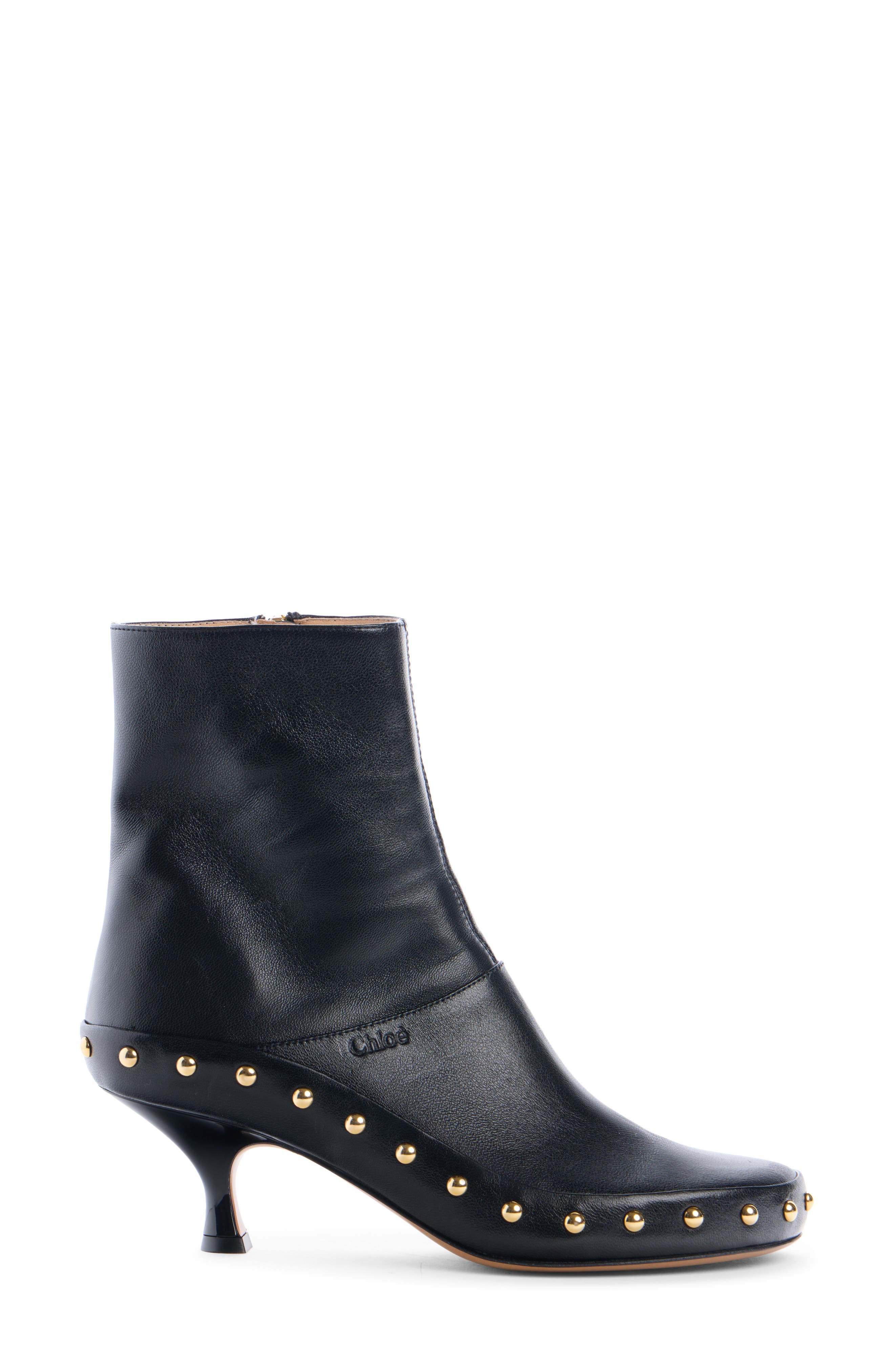 Chloé Junie Studded Kitten Heel Bootie, Alternate, color, Black
