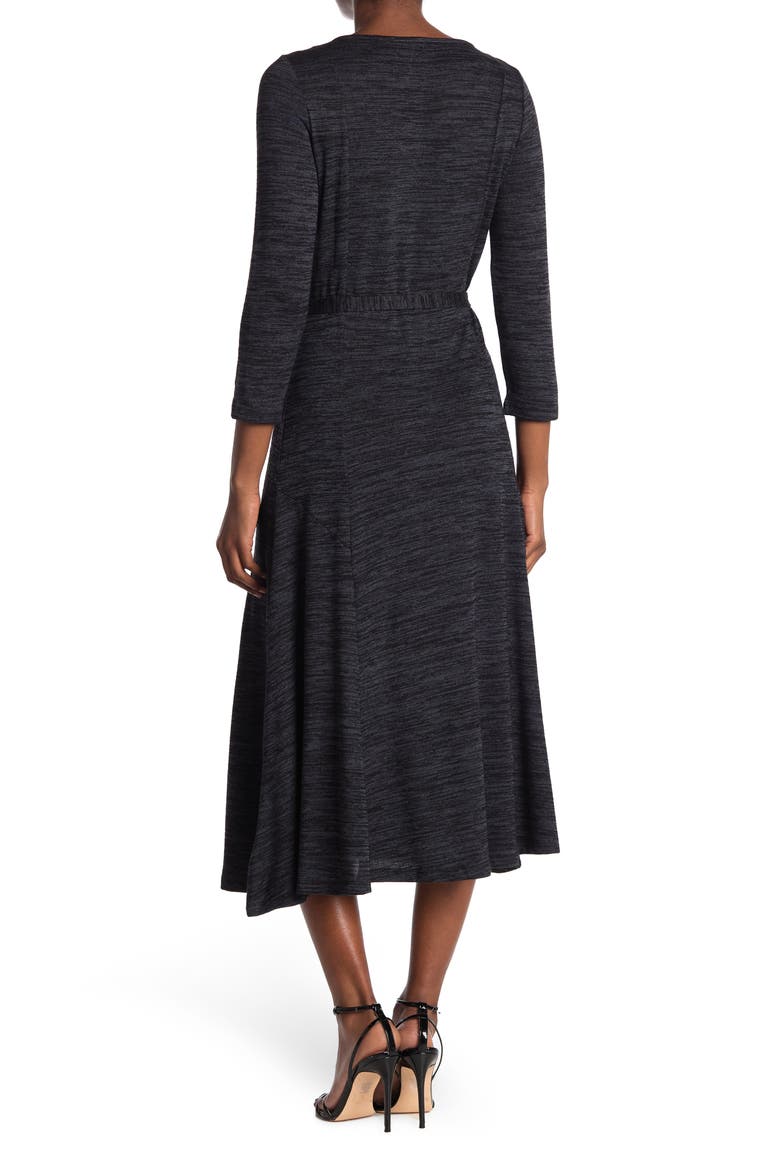 Sylvia 3/4 Sleeve A-Line Midi Dress, Alternate, color, NAVY MELANGE