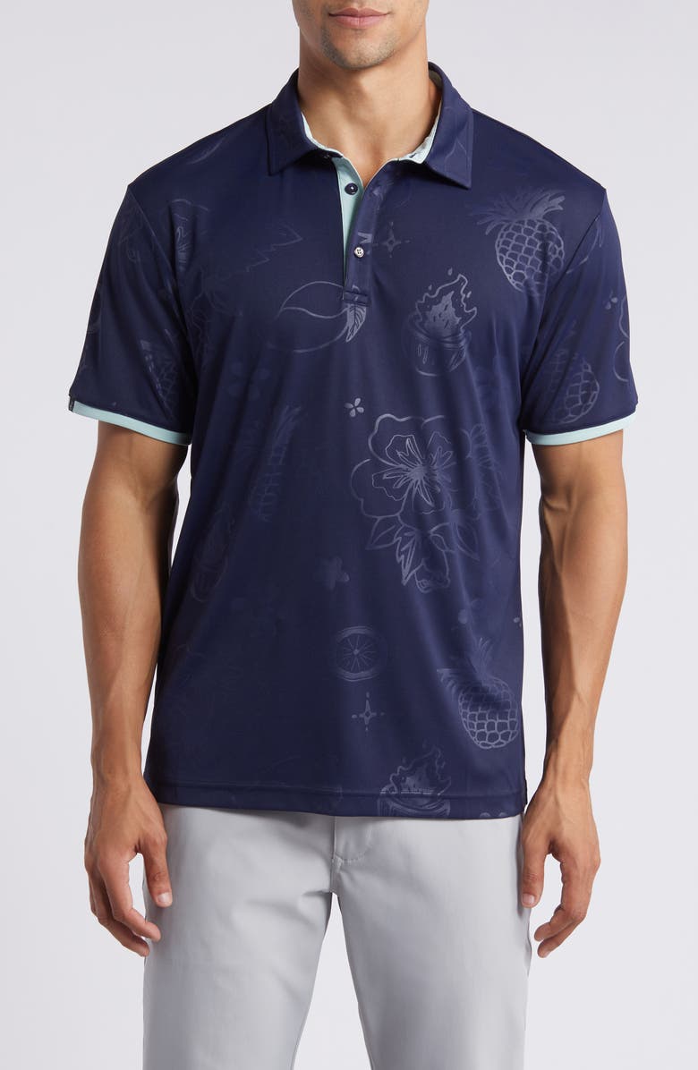 Swannies Haugen Tonal Tropical Print Golf Polo, Main, color, 