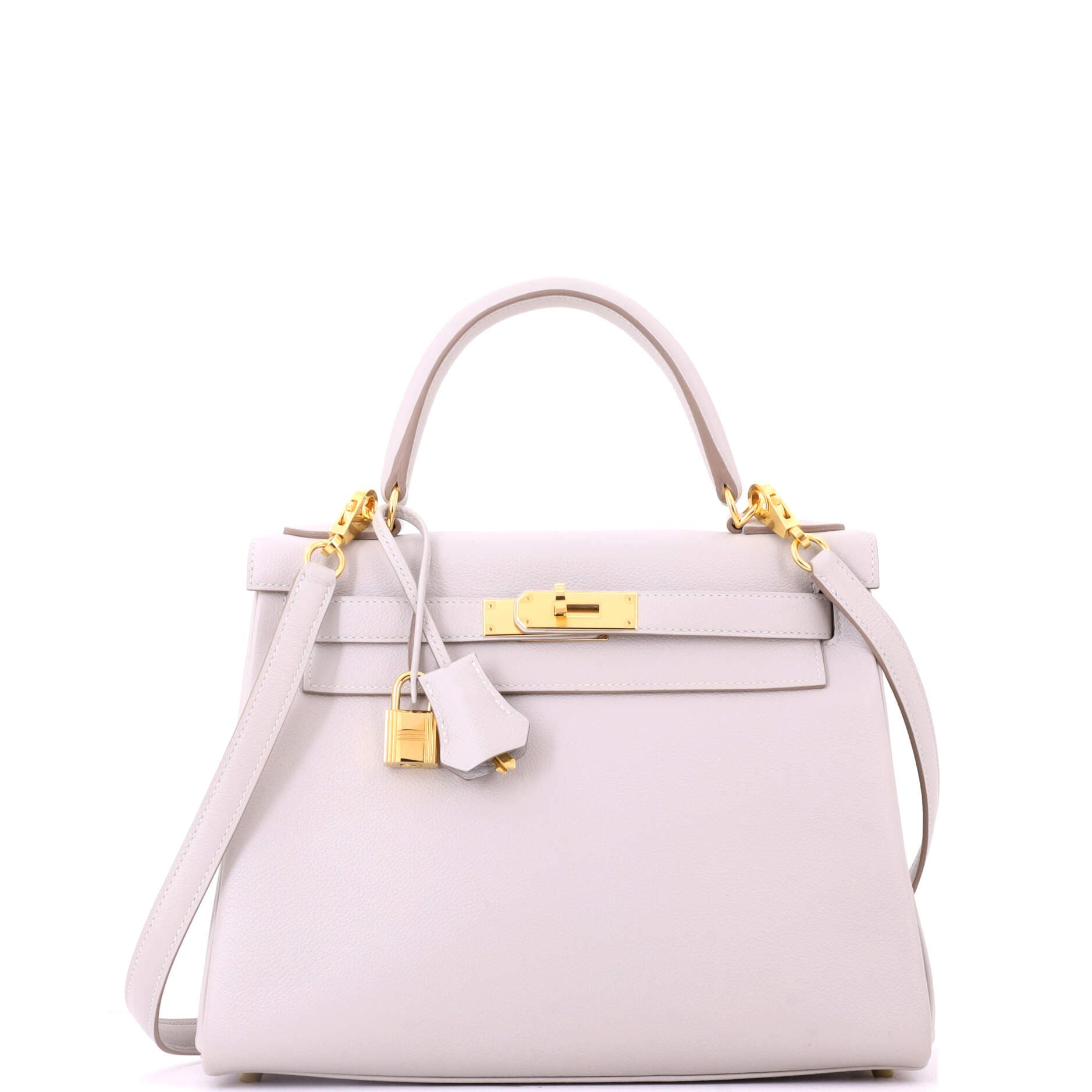 Pre-Owned Hermes Kelly Handbag Grey Evercolor with Gold Hardware 28, Main, color, Gris Perle