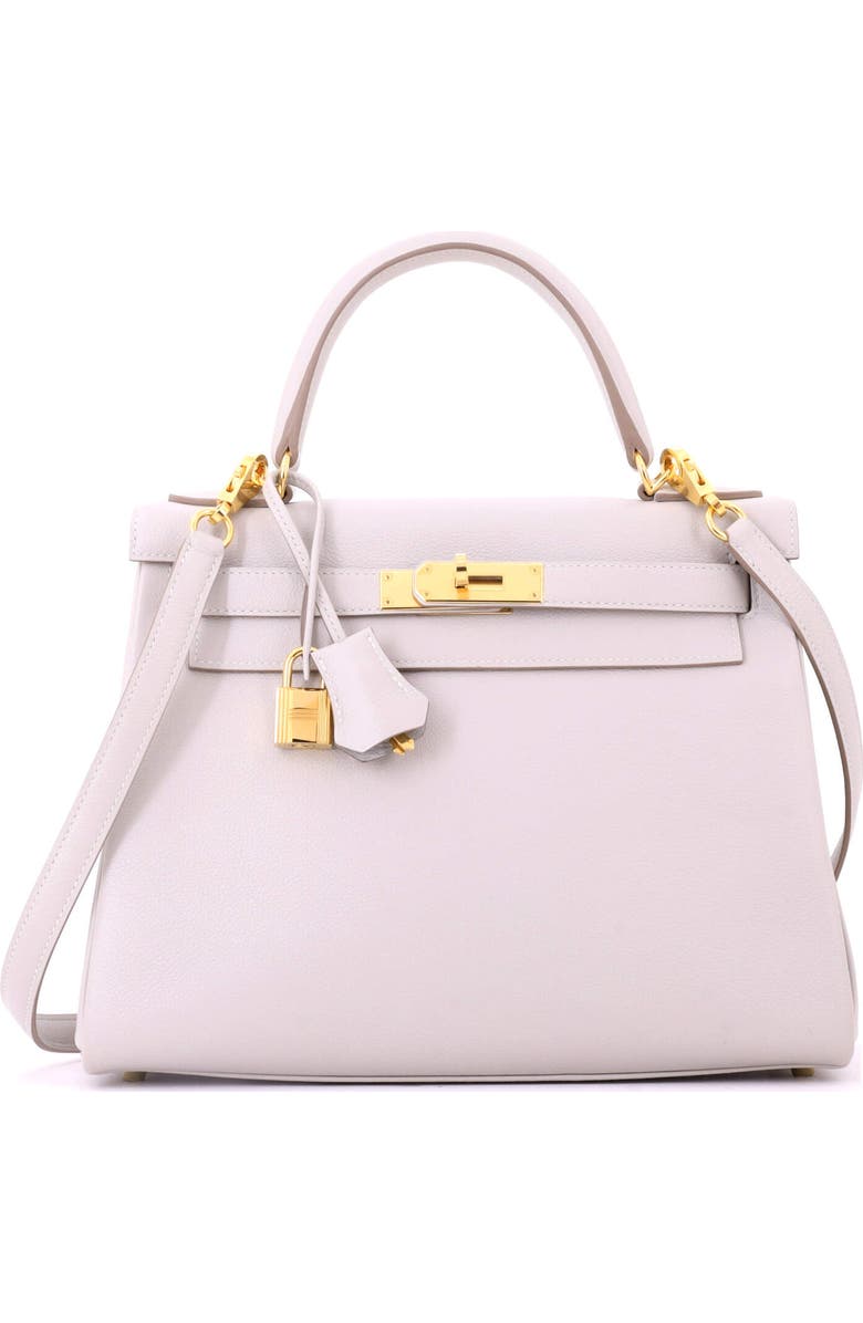Pre-Owned Hermes Kelly Handbag Grey Evercolor with Gold Hardware 28, Main, color, Gris Perle