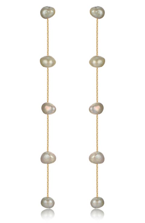 Dripping Freshwater Pearl Linear Drop Earrings