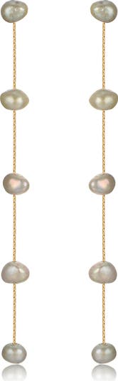 Ettika Dripping Freshwater Pearl Linear Drop Earrings