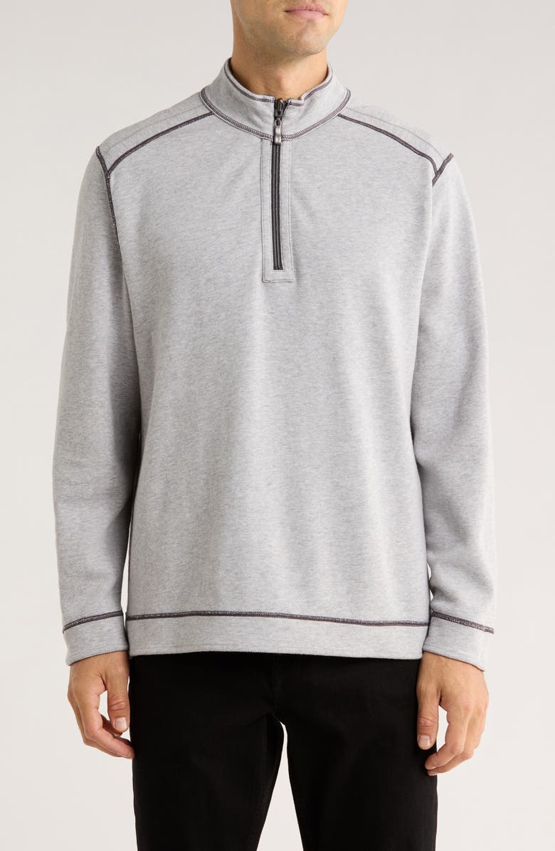 Tommy Bahama Sunlit Shores Quarter Zip Pullover, Alternate, color, Black