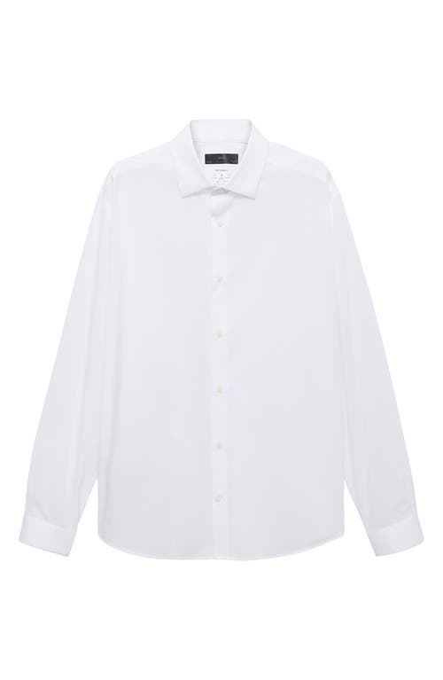 Mango Comfort Stretch Easy Iron Cotton Blend Button-up Shirt In White