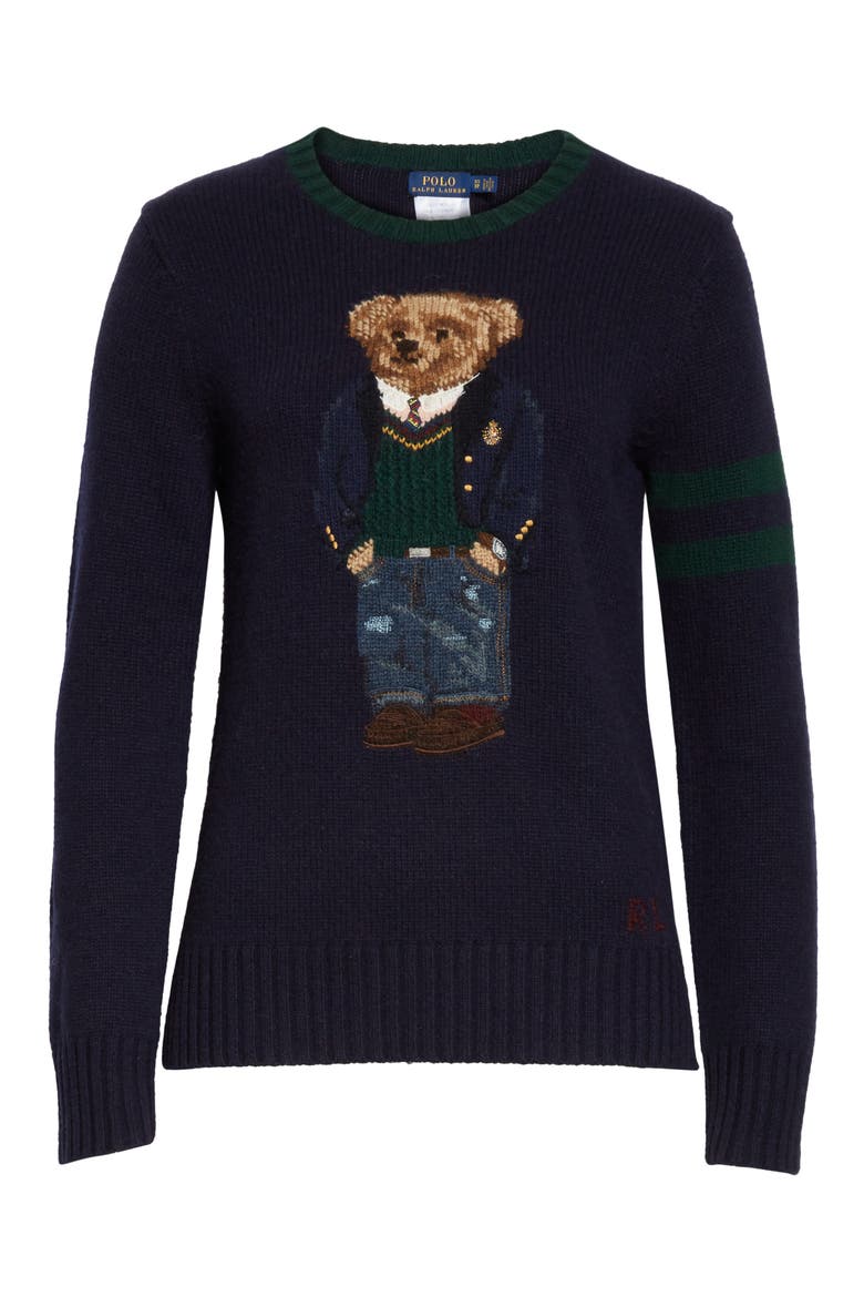 Bear Wool Sweater, Alternate, color, NAVY MULTI
