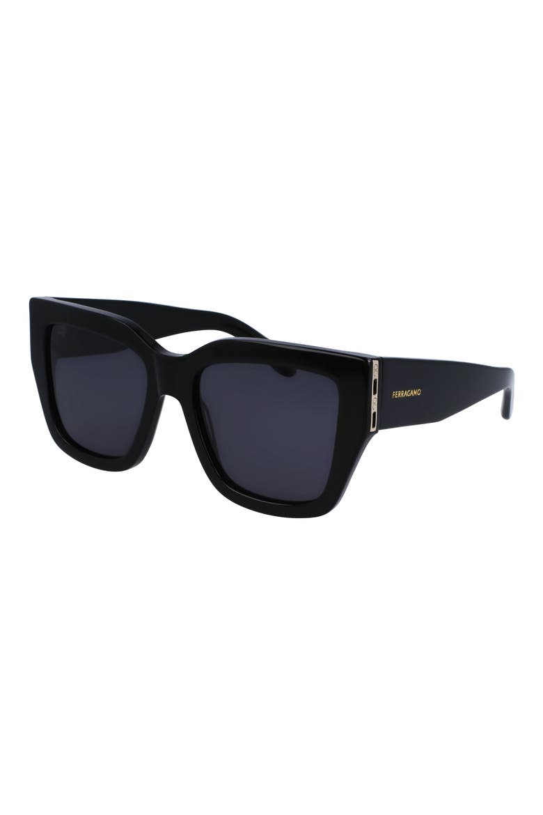 Gancini 55mm Modified Rectangular Sunglasses, Alternate, color, BLACK