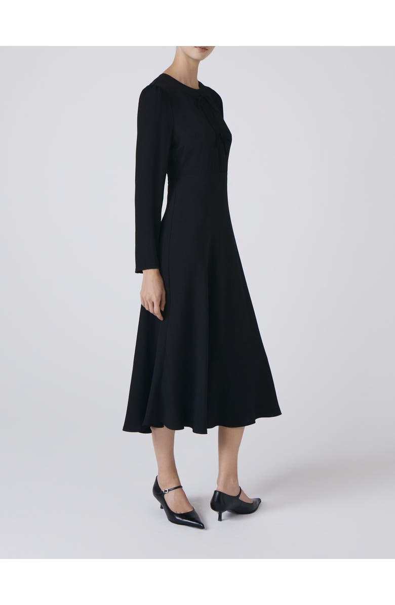 Ghost London Cora Crepe Tie Front Midi Dress, Alternate, color, Black