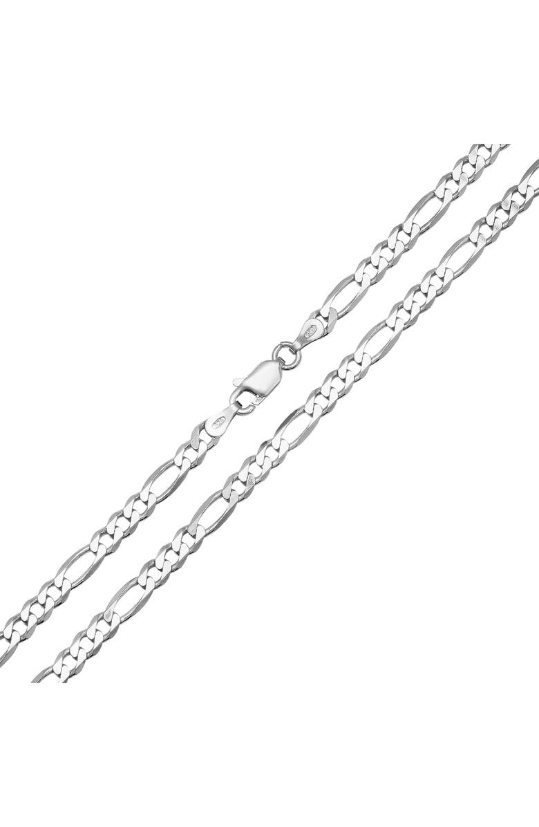 Queen Jewels Sterling Silver Italian Figaro Chain Necklace, Alternate, color, Silver