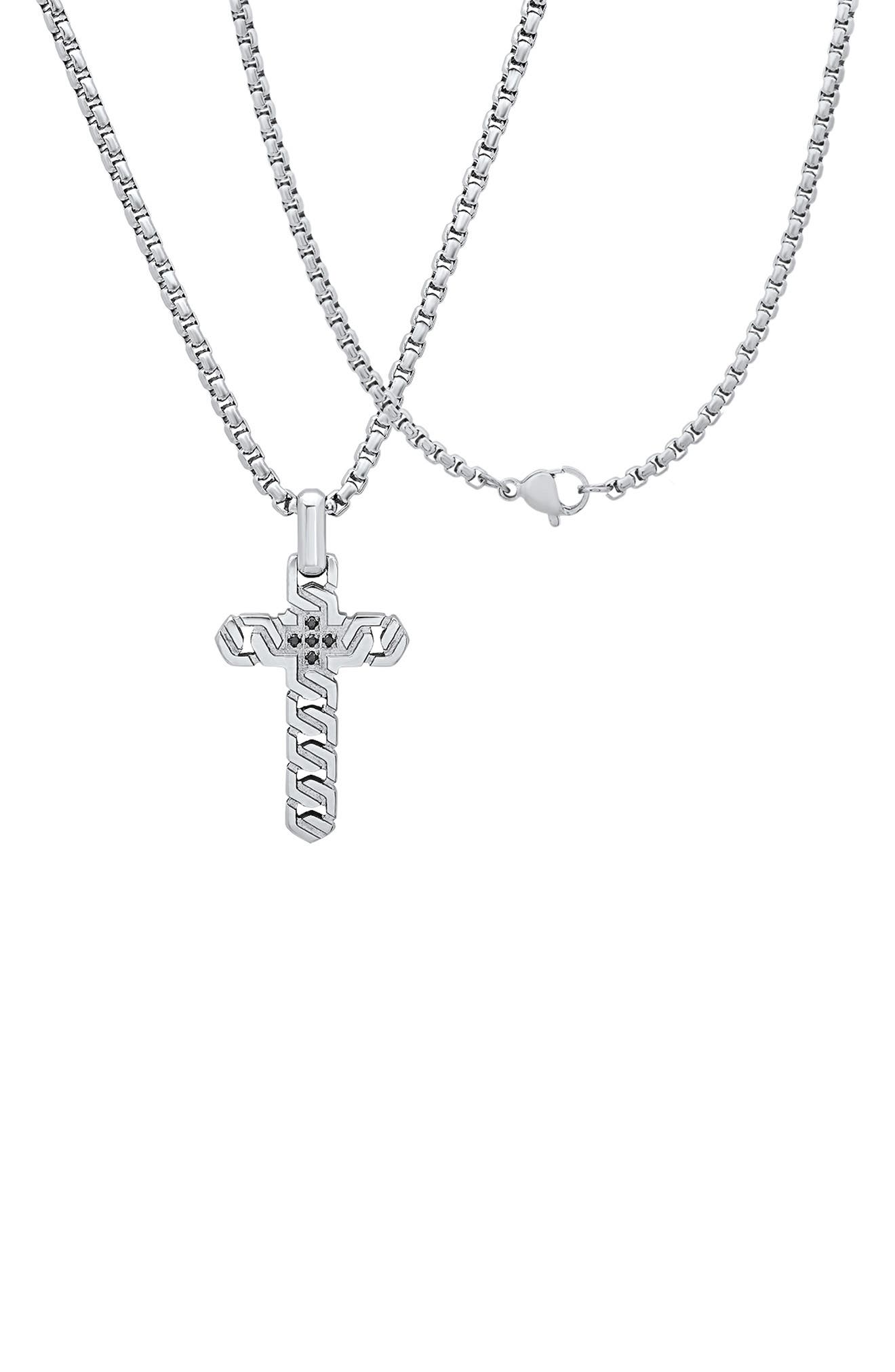 HMY JEWELRY Stainless Steel Cross Pendant Necklace (Men) | Nordstromrack