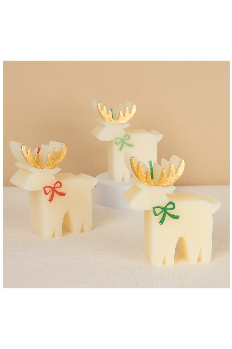 Reindeer with Bow 3-Piece Candle Set, Alternate, color, IVORY MULTI COLOR