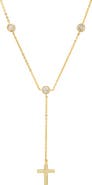Queen Jewels CZ Station Y-Drop Cross Necklace
