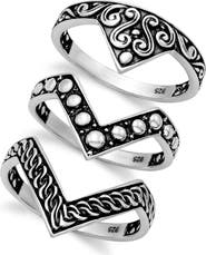 SAMUEL B. Sterling Silver Triple Chevron Ring Set