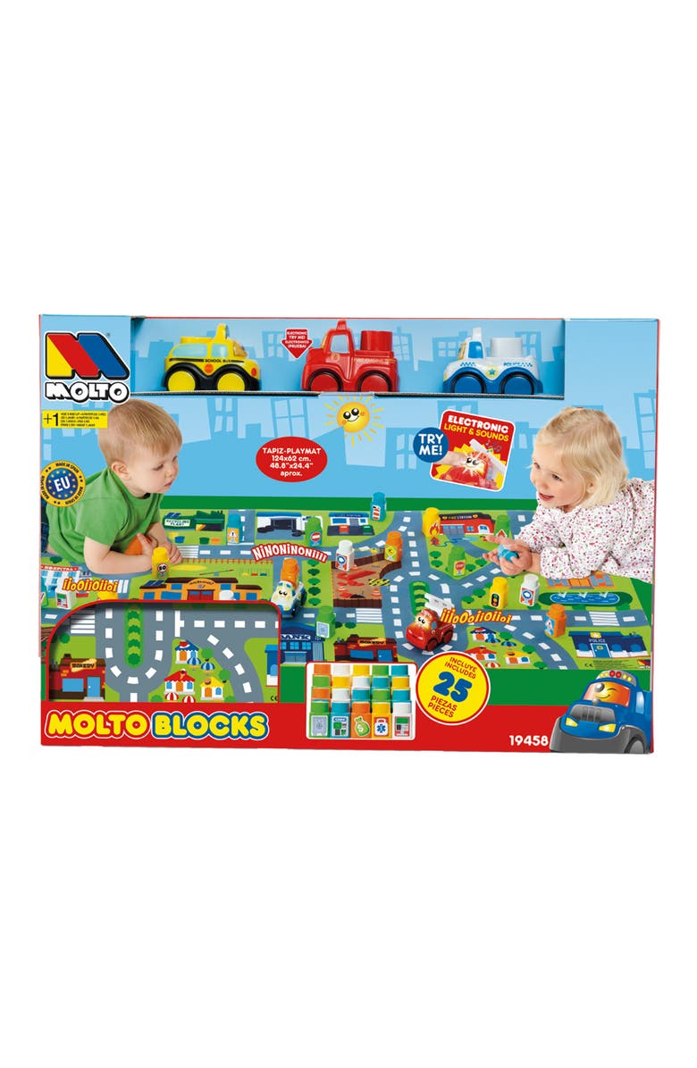 Molto Y Cia Playmat Block Set with 3 Cars, Alternate, color, Multicolored