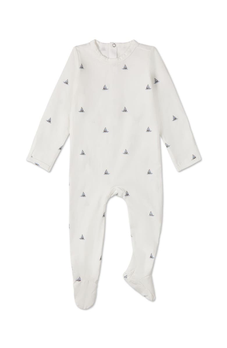 MiniMoi Little Sailboats Rich Footie, Main, color, Winter White