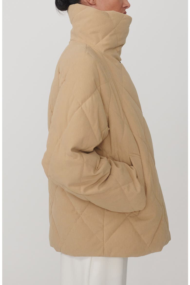 Evren Short Quilted Coat, Alternate, color, LIGHT TAUPE