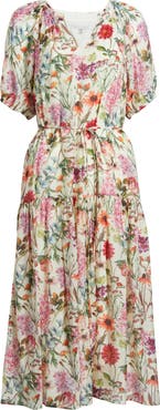 Julia Jordan Floral Puff Sleeve Midi Dress