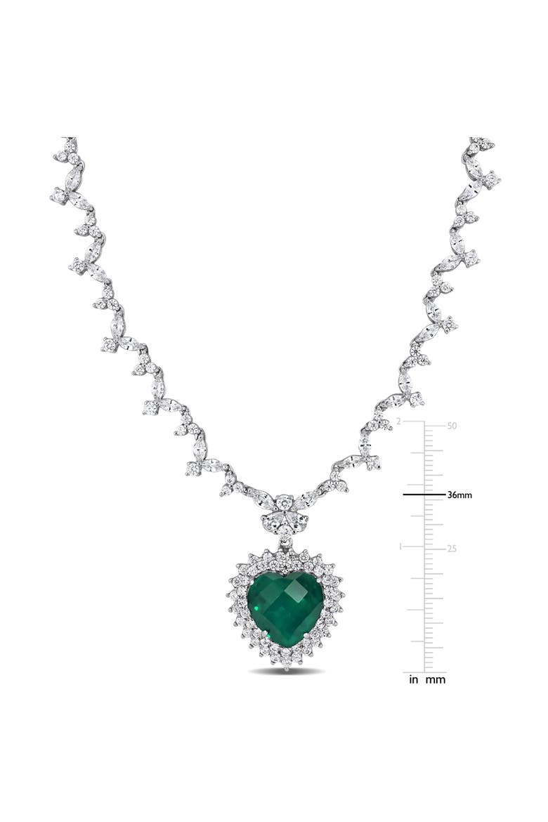 Colored & White Cubic Zirconia Heart Necklace, Alternate, color, Green CZ