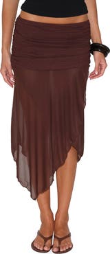 Tiger Mist Zinnia Mixed Media Asymmetric Skirt