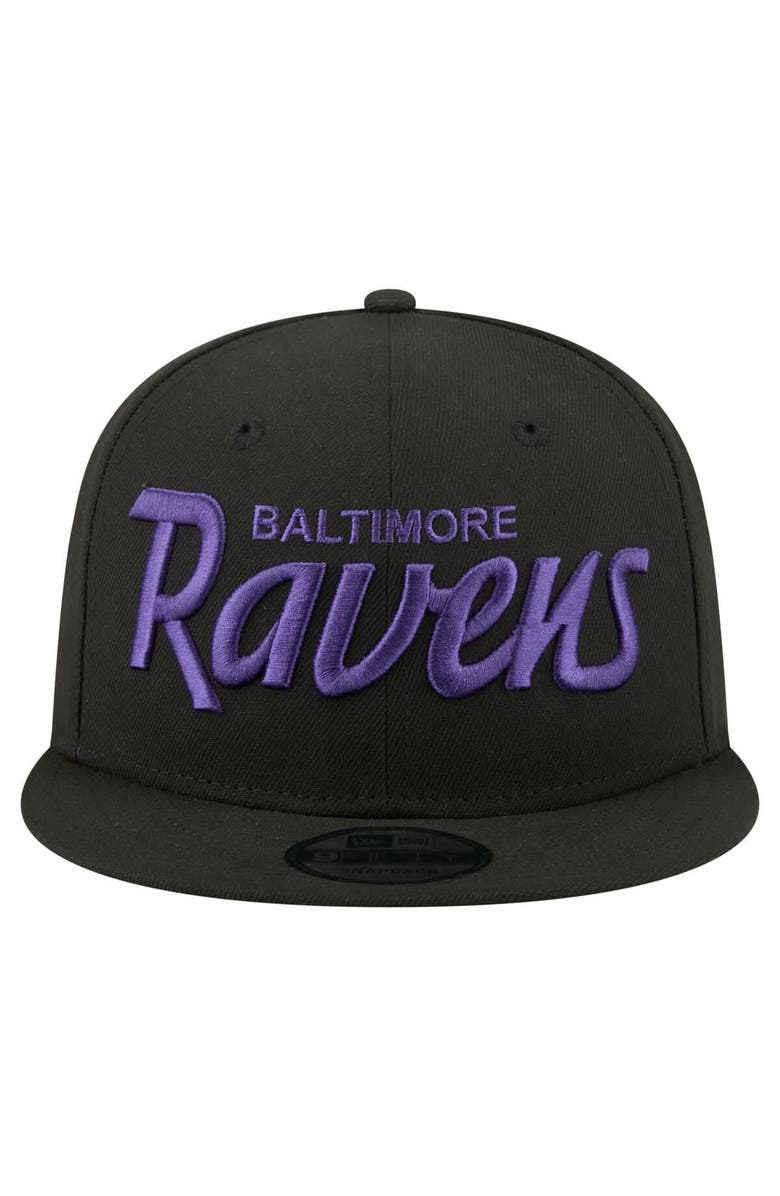 New Era Men's New Era  Black Baltimore Ravens Core Team Script 9FIFTY Snapback Hat, Alternate, color, Black